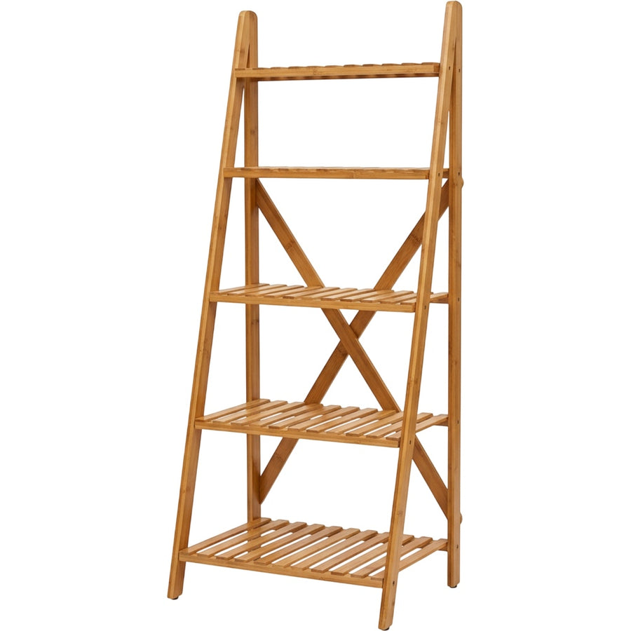 Zenware Bamboo Ladder Plant Stand 5 Tier Natural