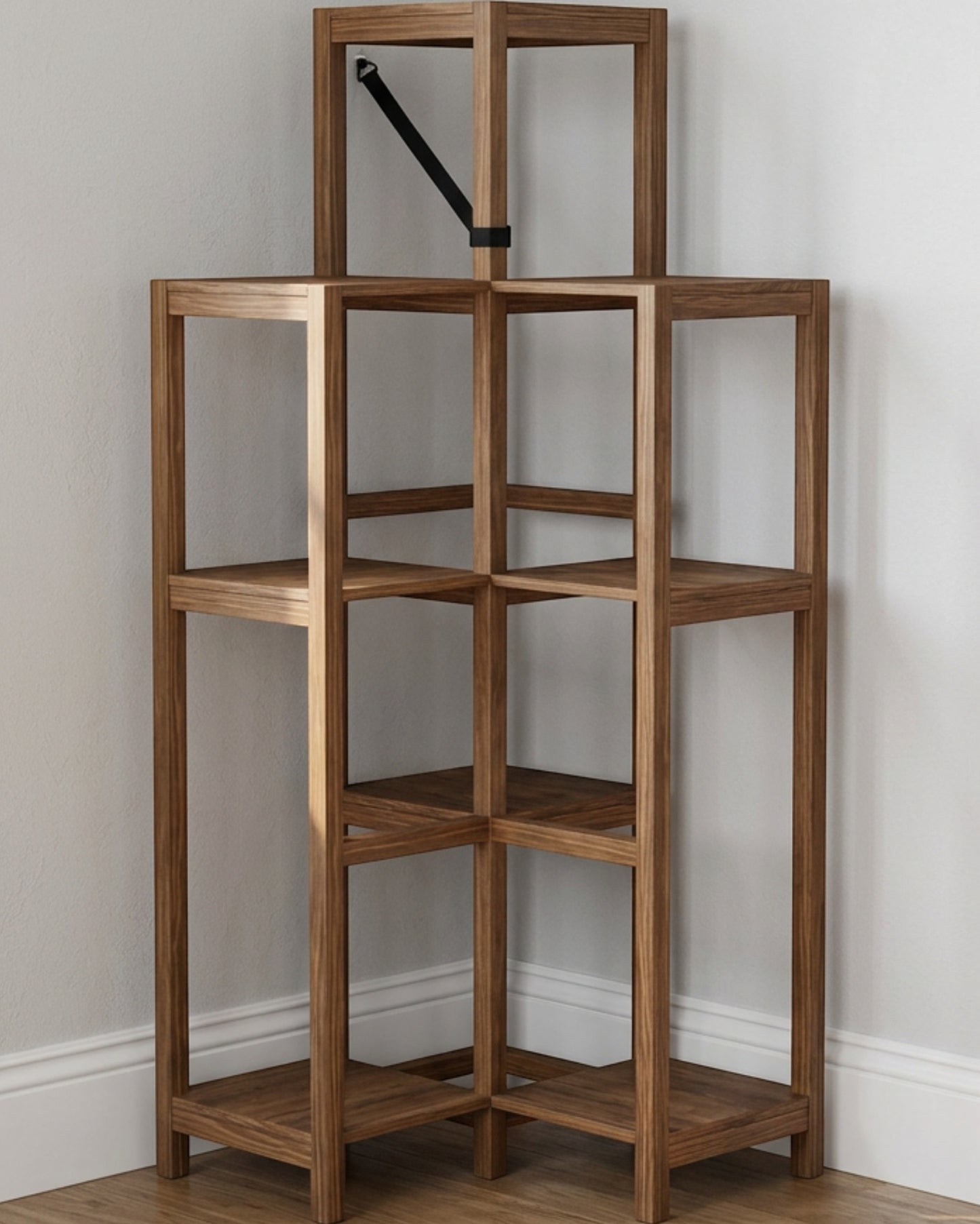Zenware Corner Pine Plant Stand 6 Platform Walnut Finish - Lifestyle view